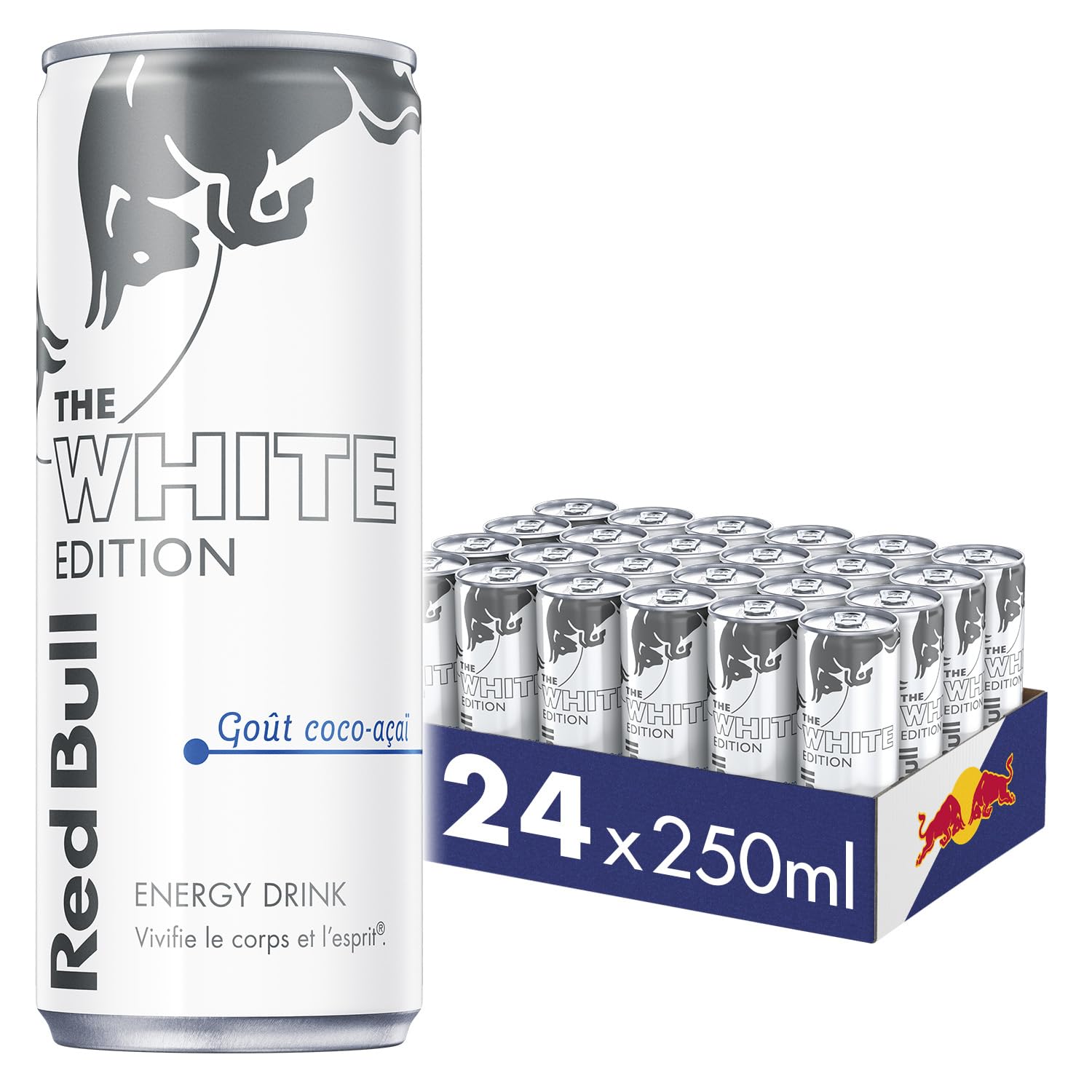 Red Bull Boisson Énergisante Goût Coco Açaí Édition Blanche - Lot de 24 x 25 cl