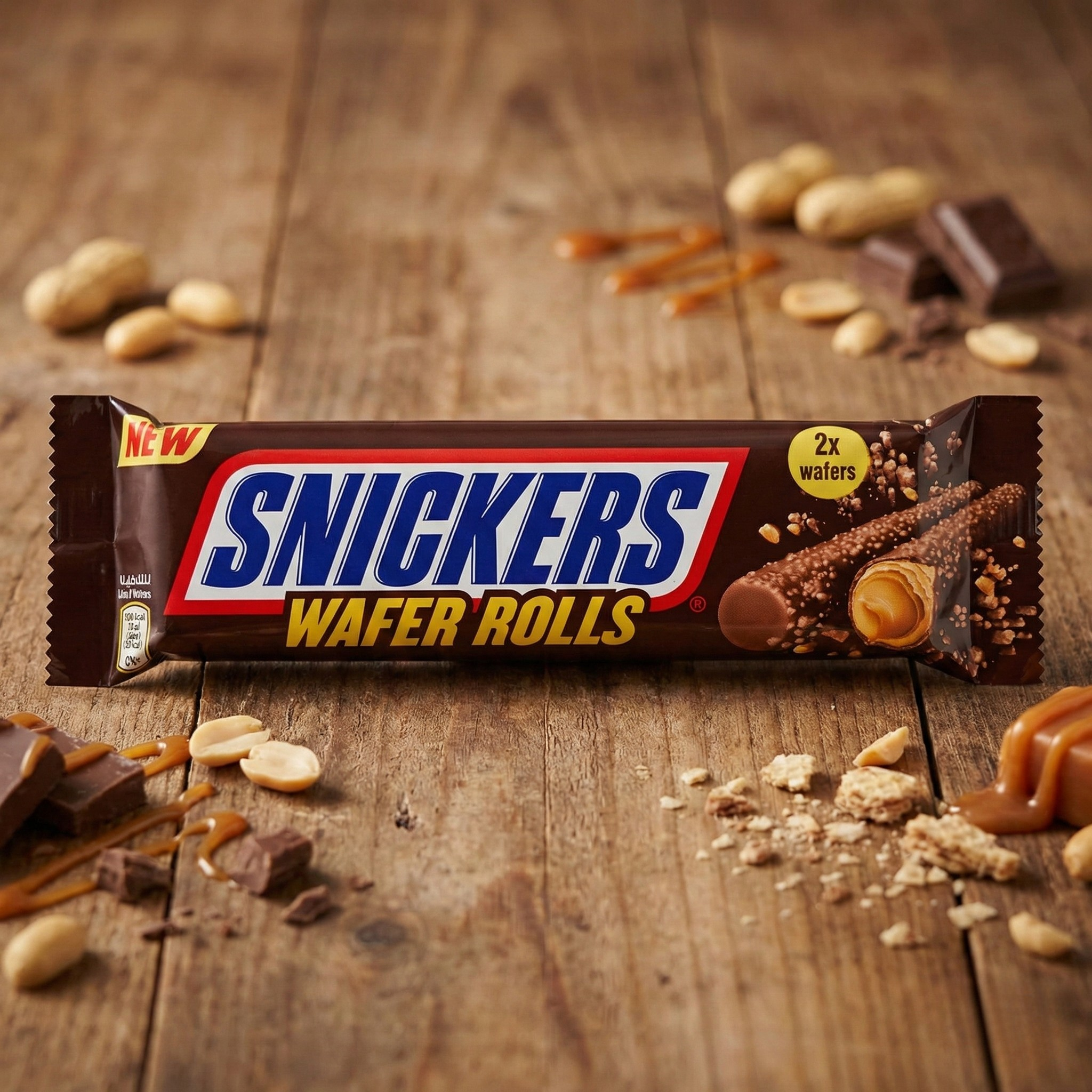 Snickers Wafer Rolls - Gaufrettes Roulées Caramel & Cacahuètes (Pack de 2x)