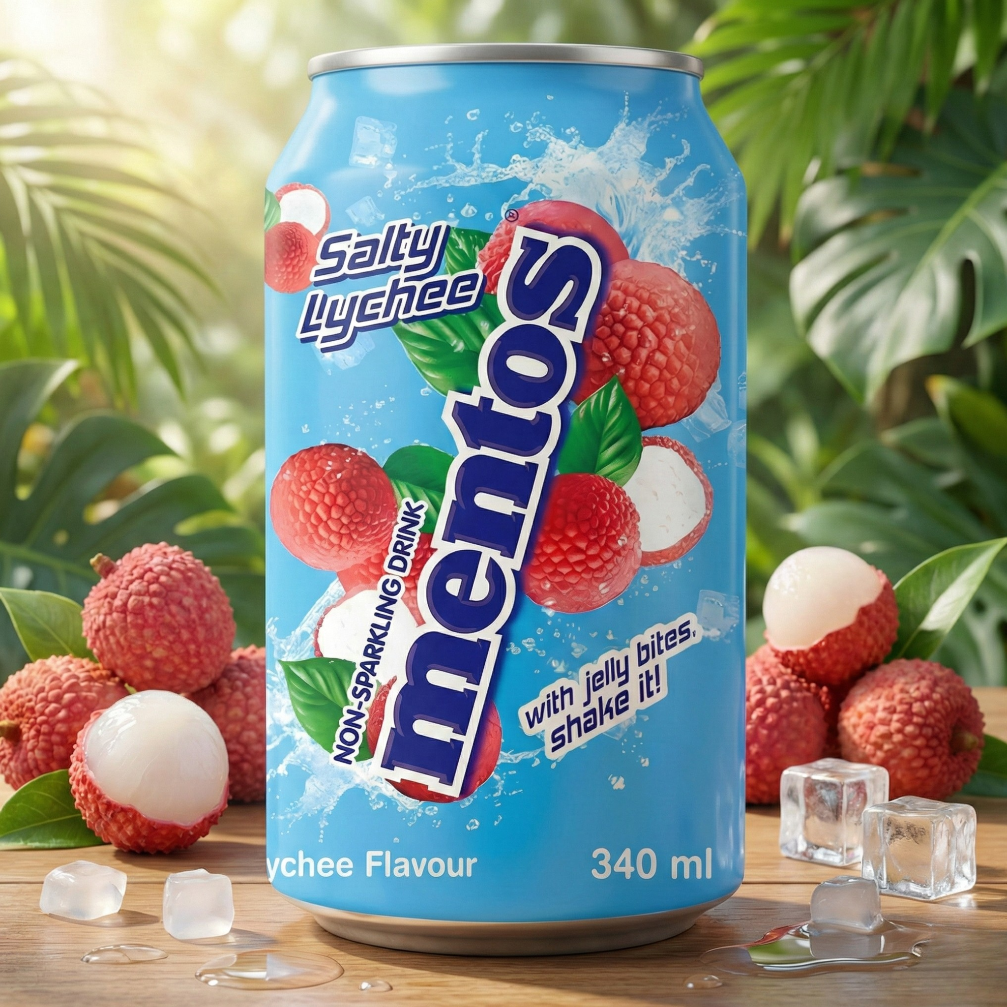 Boisson Mentos Salty Lychee avec Jelly Bites (Morceaux de Gelée) - 340ml