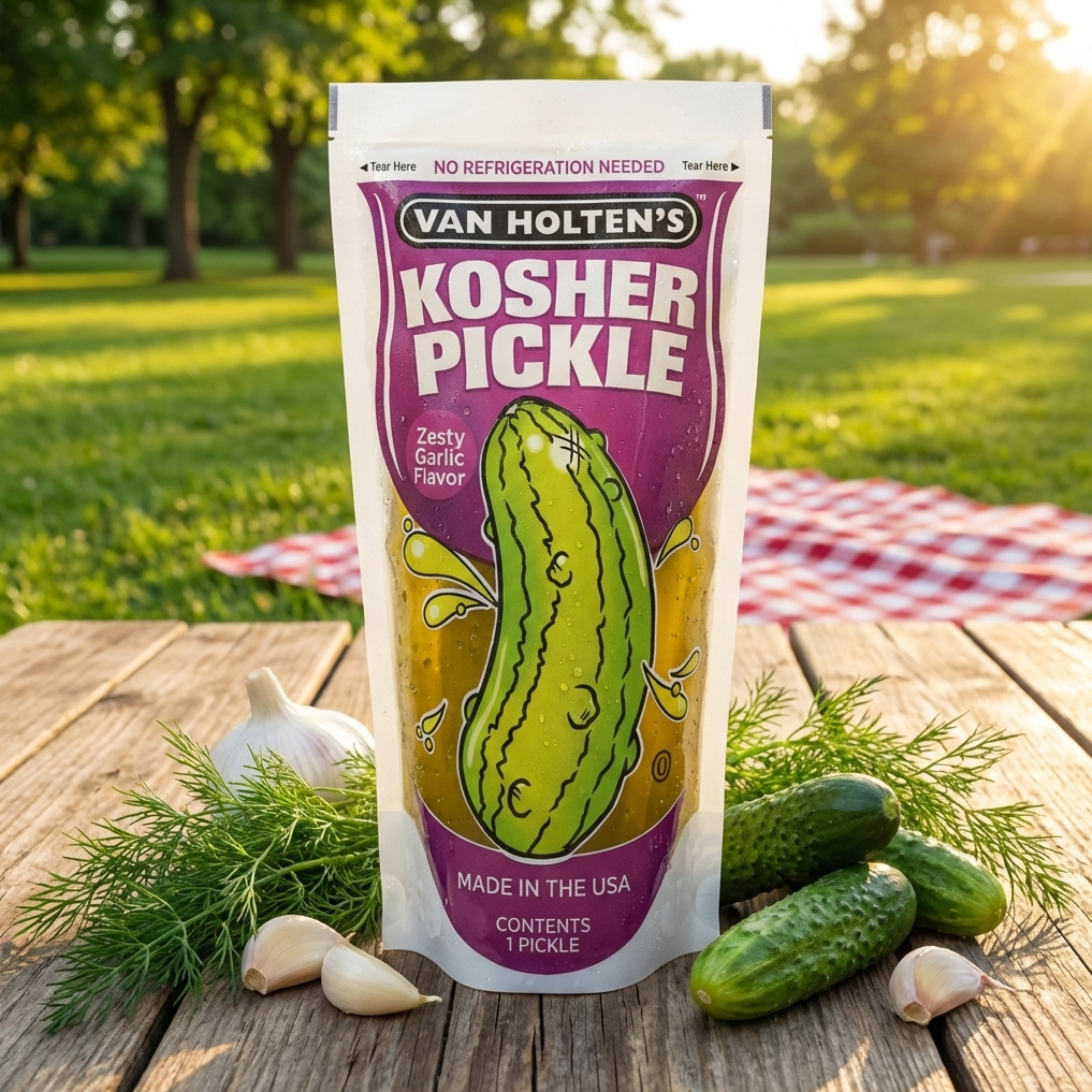 Cornichon Entier Van Holten's Kosher - Saveur Zesty Garlic (Sans Réfrigération)