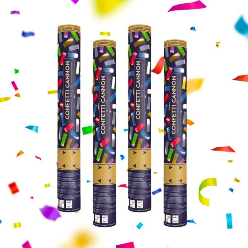 Canon à Confettis Rectangle Multicouleur 40 cm - Lot de 4