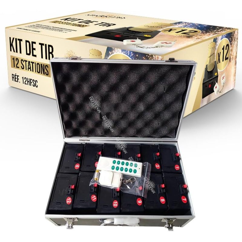 Déclencheur Jets de Scène 12 bases + Télécommande + Flight Case