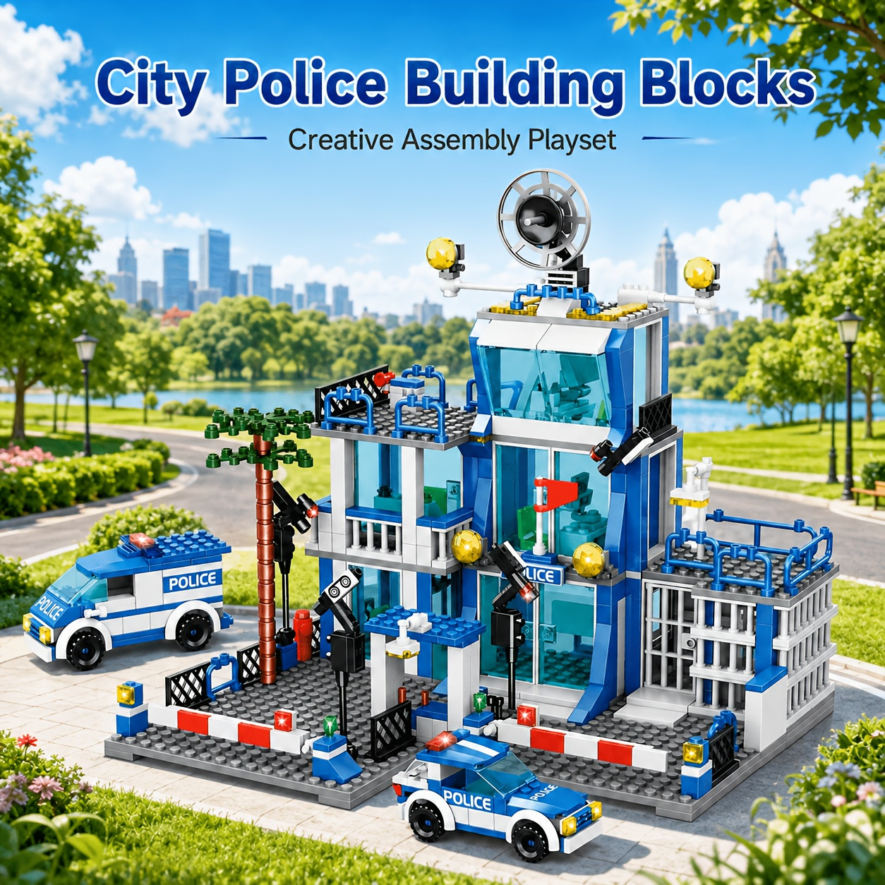 Blocs de Construction Série Police avec Voitures