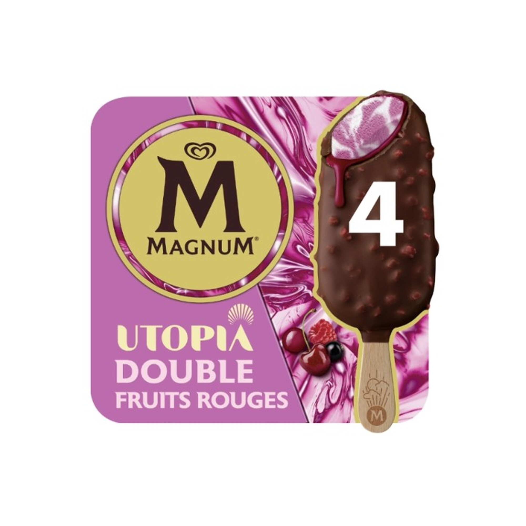 MAGNUM Glace Bâtonnet Double Fruits Rouges x4 284g