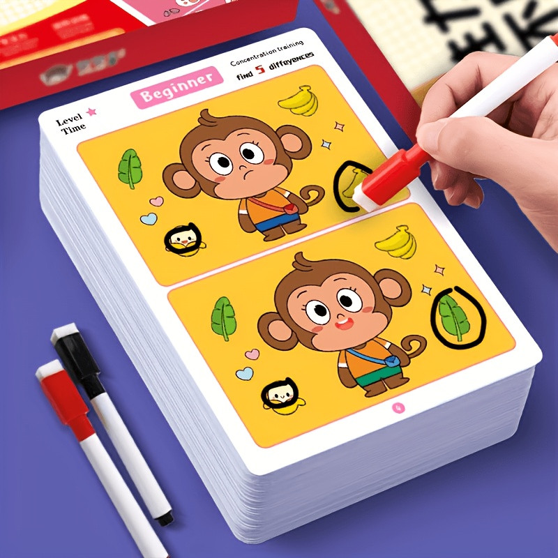 Cartes d'entraînement à la concentration trouver la différence
