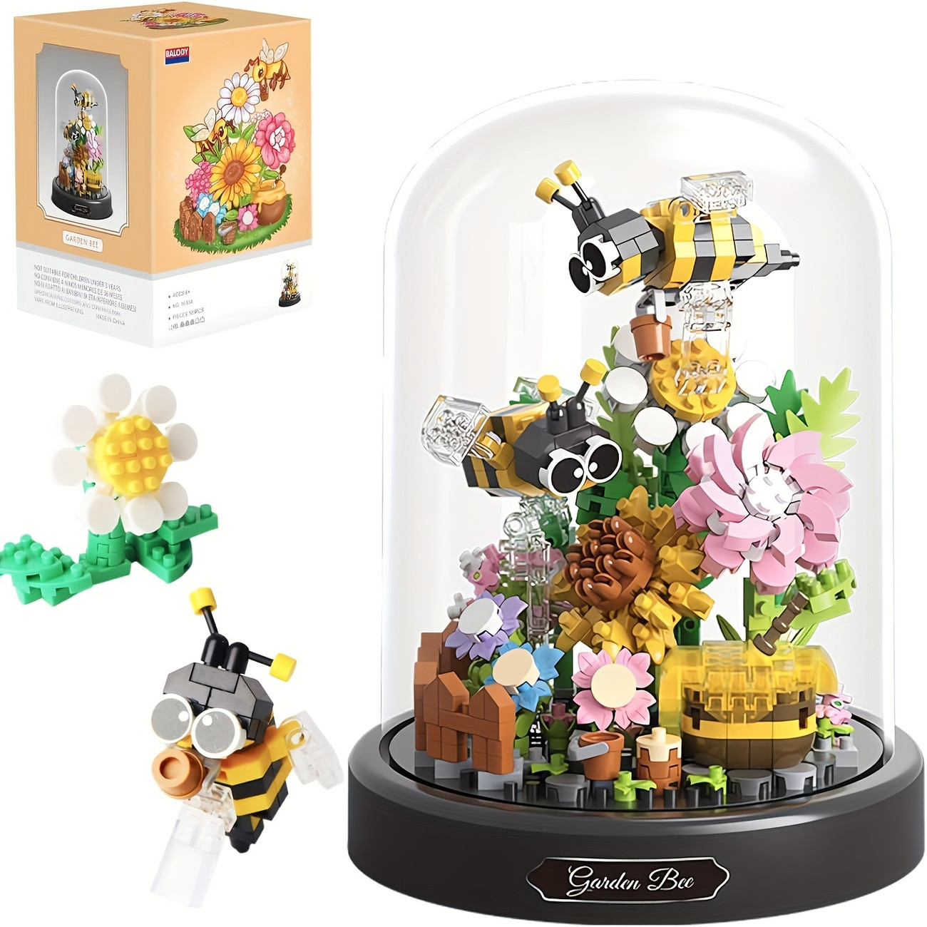 Lot de 588 pièces blocs construction bouquet abeille papillon