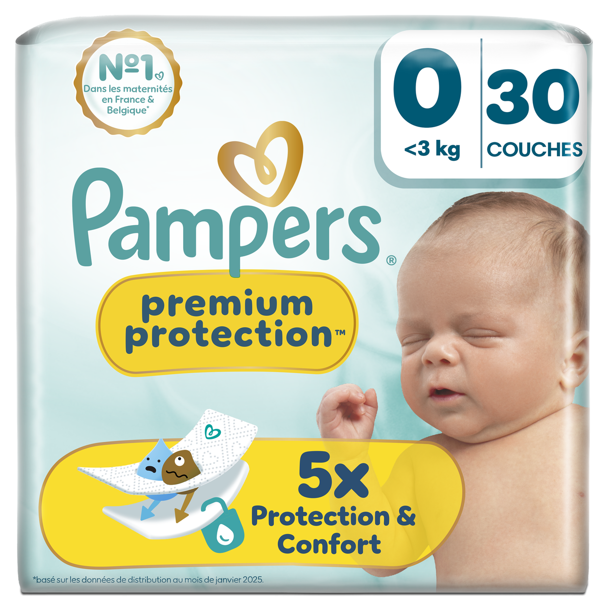 PAMPERS Premium Protection Couches Taille 0 - 22 pièces