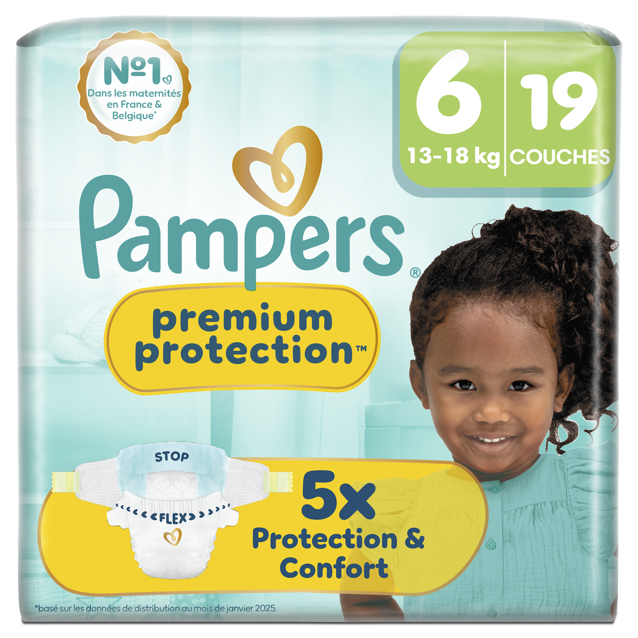 Pampers Premium Protection, Taille 6, 19 couches