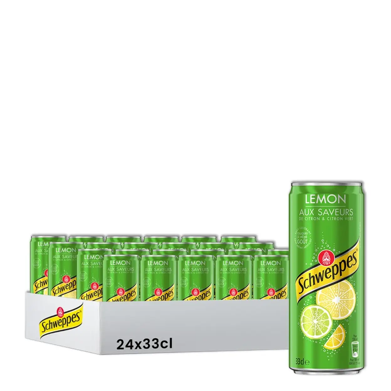 SCHWEPPES Lot de 24 canettes de schweppes au citron - 24 x 33 cl