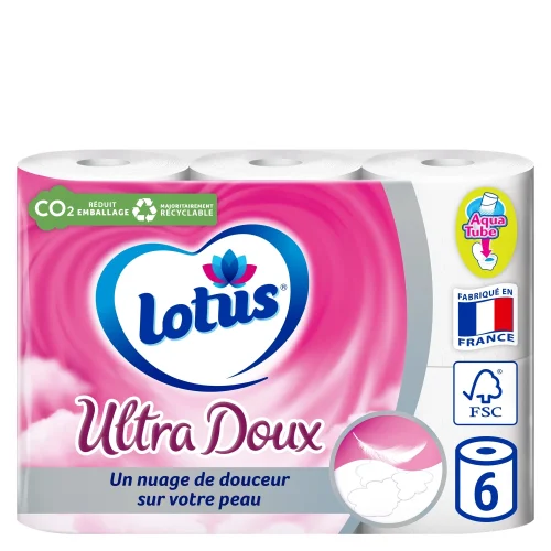 Papier Toilette Ultra Doux Tube Jetable Aqua Tube Blanc FSC LOTUS